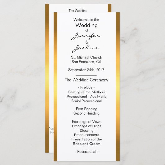 Gepersonaliseerd Gold Folie Wit Design Wedding Pro Programma (Voorkant / Achterkant)