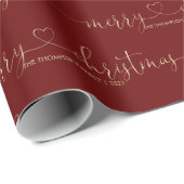 Gepersonaliseerd Gold Red Heart-script, pretkerker Cadeaupapier (Rol Hoek)