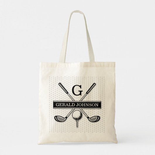 Gepersonaliseerd Golf Monogram Ontwerp Tote Bag (Achterkant)