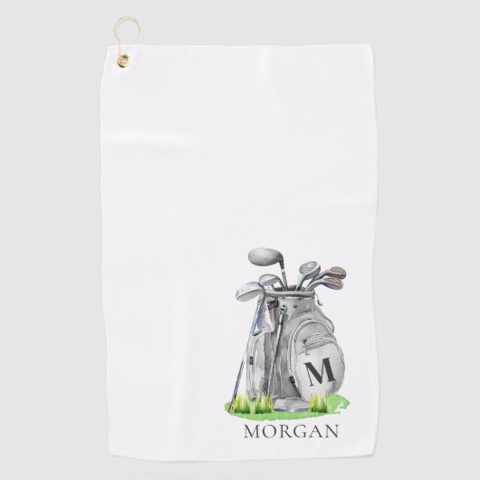 Gepersonaliseerd Golfer Monogram Golfhanddoek (Voorkant)