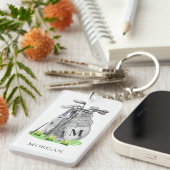 Gepersonaliseerd Golfer Monogram Sleutelhanger (Voorkant Rechts)