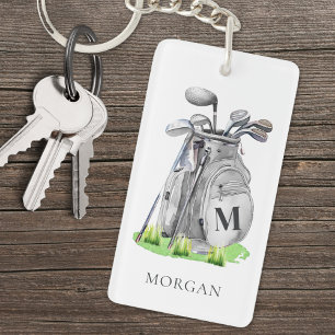 Gepersonaliseerd Golfer Monogram Sleutelhanger