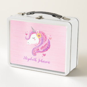 Gepersonaliseerd goochelroze glitter Unicorn gezic