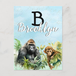Gepersonaliseerd Gorilla Chimpanzee Oerwoud Monogr Briefkaart