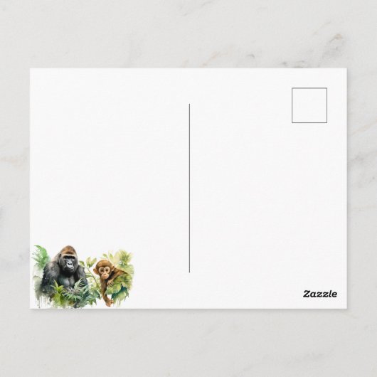 Gepersonaliseerd Gorilla Chimpanzee Oerwoud Monogr Briefkaart (Achterkant)