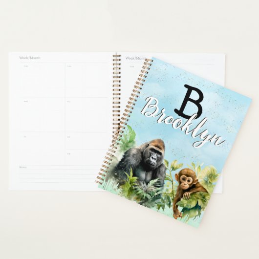 Gepersonaliseerd Gorilla Chimpanzee Oerwoud Monogr Planner (Display)