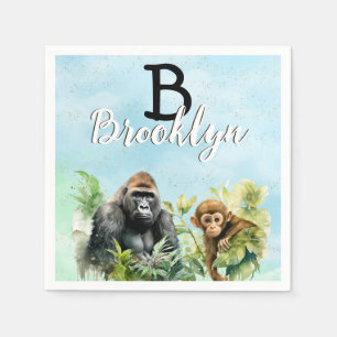 Gepersonaliseerd Gorilla Chimpanzee Oerwoud Monogr Servet
