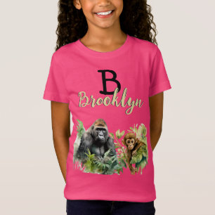 Gepersonaliseerd Gorilla Chimpanzee Oerwoud Monogr T-shirt