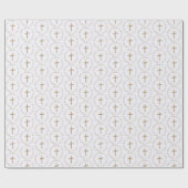 Gepersonaliseerd Goud en Wit Doopsel inpakpapier (Vlak)