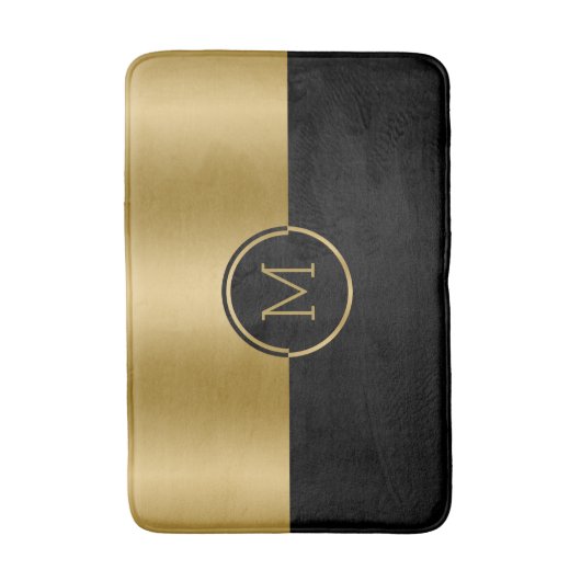 Gepersonaliseerd goud en zwart geometrisch ontwerp badmat (Voorkant Verticaal)