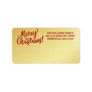 Gepersonaliseerd Goud Merry Christmas Mailing Labe Etiket