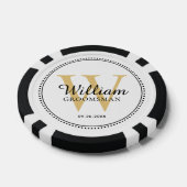 Gepersonaliseerd Goud Monogrammed Groomsman Wit Poker Chips (Enkel)