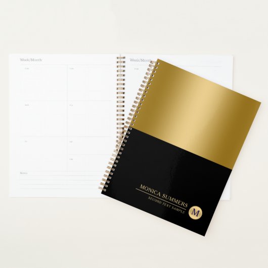 Gepersonaliseerd Goud & Zwart Splits-scherm Planner (Display)