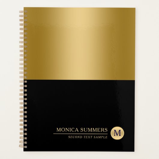Gepersonaliseerd Goud & Zwart Splits-scherm Planner (Voorkant)