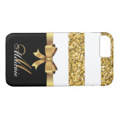 Gepersonaliseerd Goud, Zwart Wit GLITTER STREPEN B Case-Mate iPhone Case (Achterkant (Horizontaal))