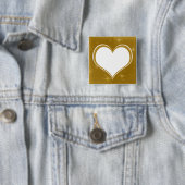 Gepersonaliseerd gouden hart vierkante button 5,1 cm (In situ)