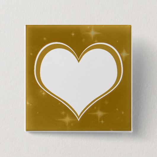 Gepersonaliseerd gouden hart vierkante button 5,1 cm (Voorkant)