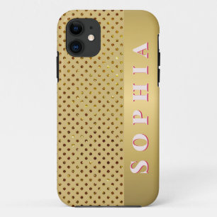 Gepersonaliseerd gouden ontwerp voor speciale gele iPhone 11 hoesje