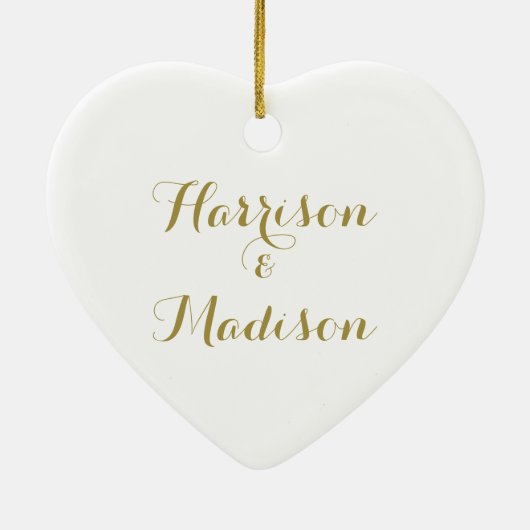 Gepersonaliseerd gouden script Koppeling van dubbe Keramisch Ornament (Achterkant)