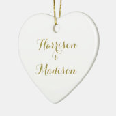 Gepersonaliseerd gouden script Koppeling van dubbe Keramisch Ornament (Links)