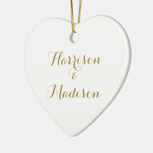 Gepersonaliseerd gouden script Koppeling van dubbe Keramisch Ornament (Links)