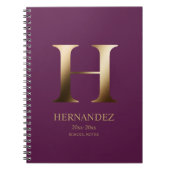 Gepersonaliseerd goudmonogram | Dark Magenta Notitieboek (Voorkant)
