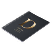 Gepersonaliseerd goudmonogram | Dark Slate Grey Notitieboek (Linkerzijde)