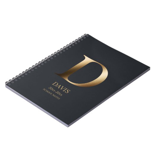 Gepersonaliseerd goudmonogram | Dark Slate Grey Notitieboek (Linkerzijde)
