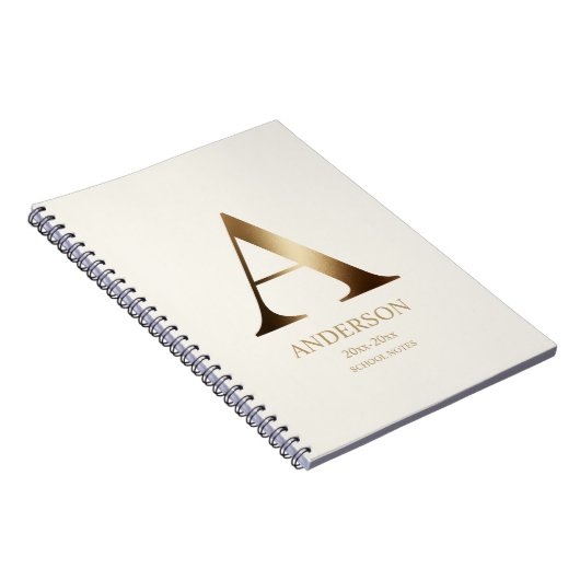 Gepersonaliseerd goudmonogram | Gebroken wit Notitieboek (Rechterzijde)