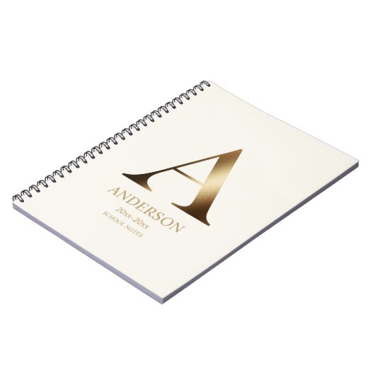 Gepersonaliseerd goudmonogram | Gebroken wit Notitieboek (Linkerzijde)