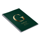 Gepersonaliseerd goudmonogram | Green Notitieboek (Rechterzijde)