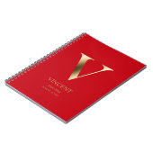 Gepersonaliseerd goudmonogram | Red Notitieboek (Linkerzijde)