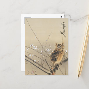 Gepersonaliseerd  Goun Owl Early Plum Blossom Briefkaart