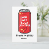 Gepersonaliseerd grappig dat je soda Lightful Cart Bedankkaart (Staand voorkant)