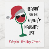 Gepersonaliseerd, grappig, kerst van de "Naughty L Wijn Etiket (Enkel label)
