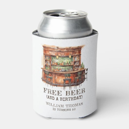 Gepersonaliseerd gratis bier Volwassen Verjaardag Blikjeskoeler (Blikje Voorkant)