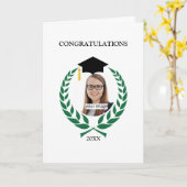 Gepersonaliseerd Green Laurel Afstuderen Kaart (Gele Bloem)