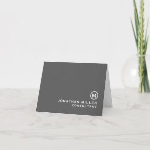 Gepersonaliseerd grijs en wit monogram notitiekaartje