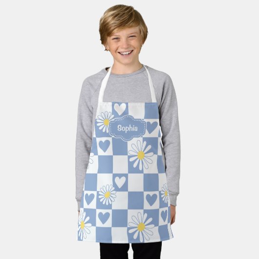 Gepersonaliseerd grijs geruit Schort (Gedragen)