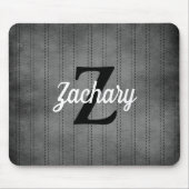 Gepersonaliseerd grijs  instripe monogram muismat (Voorkant)