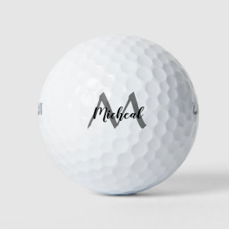 Gepersonaliseerd grijs monogram Naam toevoegen Golfballen