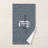 Gepersonaliseerd grijs wit elegant monogram bad handdoek (Handdoek)
