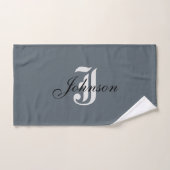 Gepersonaliseerd grijs wit elegant monogram bad handdoek (Handdoek)