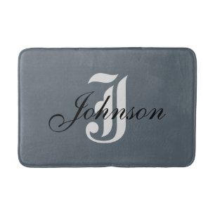 Gepersonaliseerd grijs wit elegant monogram badmat