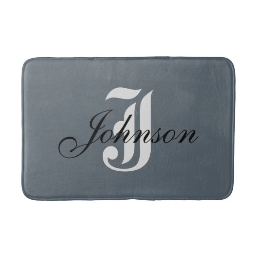 Gepersonaliseerd grijs wit elegant monogram badmat (Voorkant)