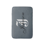 Gepersonaliseerd grijs wit elegant monogram badmat (Voorkant Verticaal)