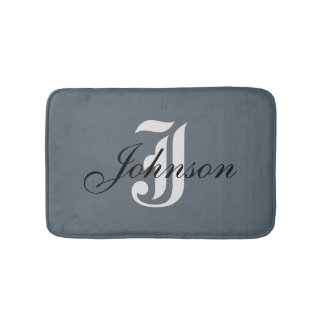 Gepersonaliseerd grijs wit elegant monogram badmat