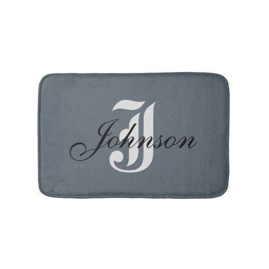 Gepersonaliseerd grijs wit elegant monogram badmat (Voorkant)