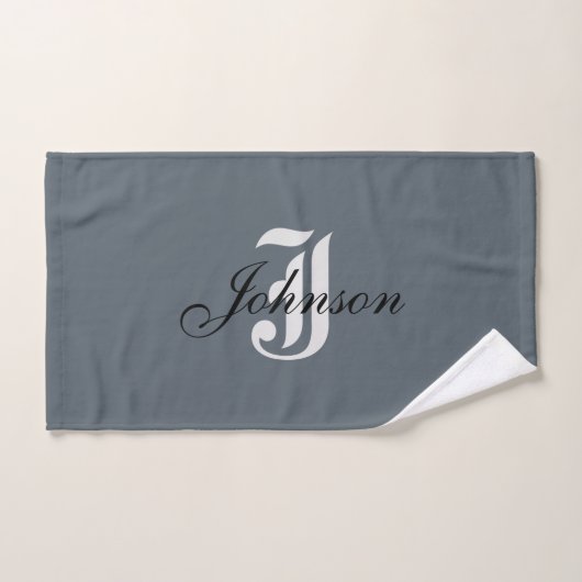 Gepersonaliseerd grijs wit elegant monogram handdoek (Handdoek)