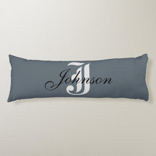 Gepersonaliseerd grijs wit elegant monogram lichaamskussen (Voorkant)